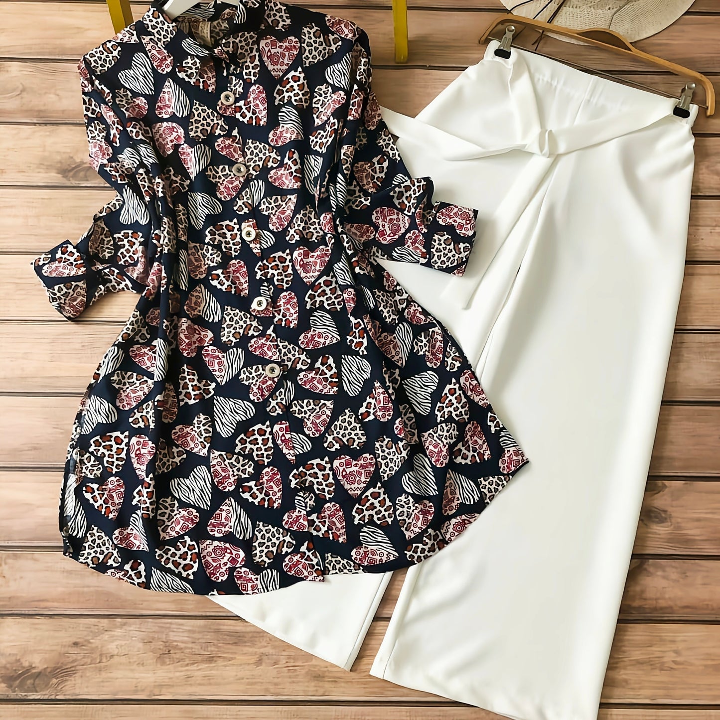 Black Heart Floral Printed Kurti With Palazzo