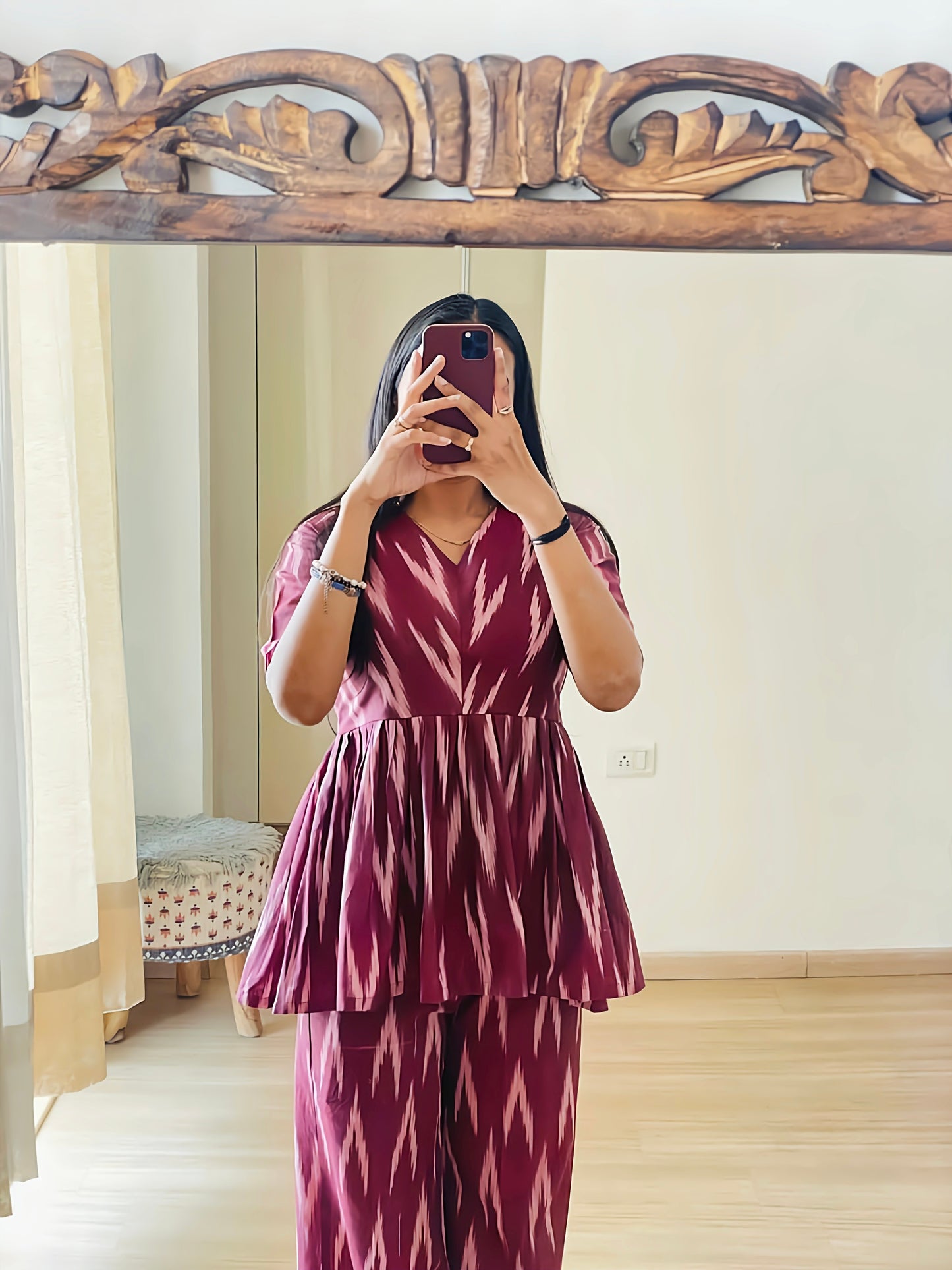 Puple Maxi Ikkat Co-Ord Set