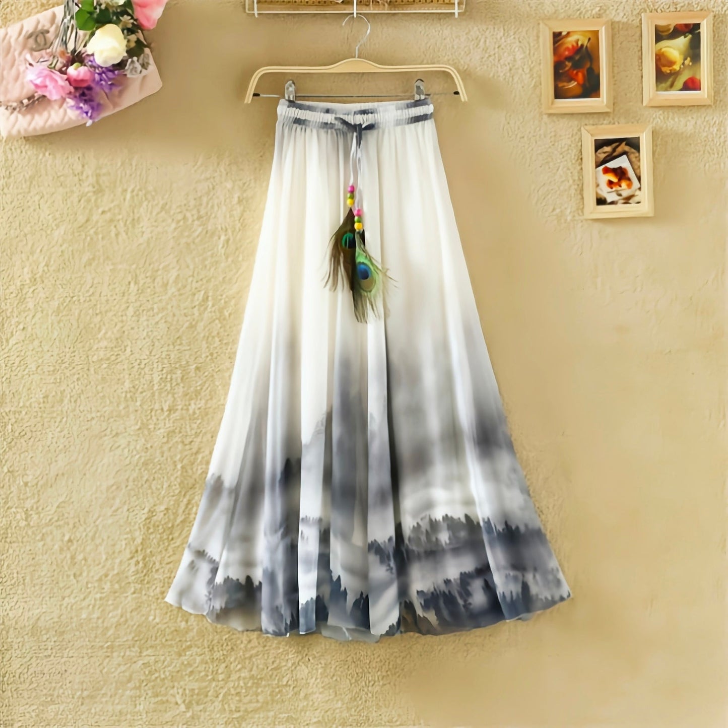 Fancy Gray Shade Floral Design Skirt With Original Morpankh