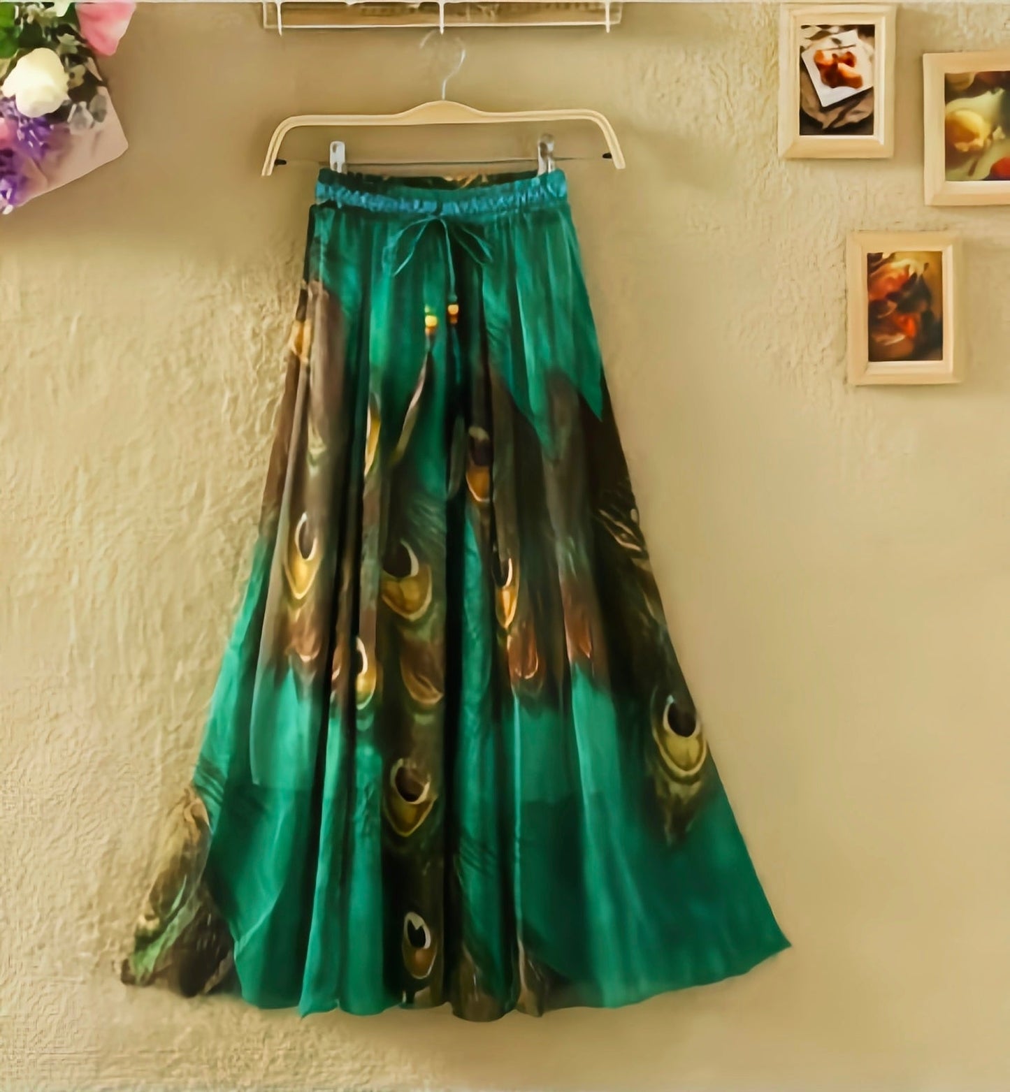 Floral Green Color With Morpankh Long Skirt