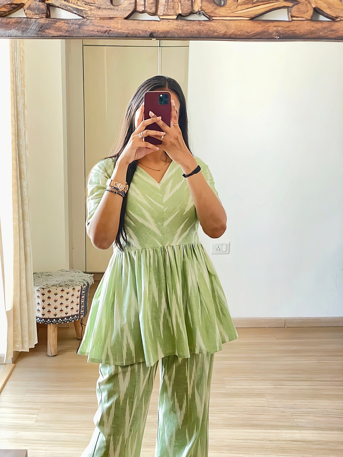 Light Green Designer Printed Co-Ord Set