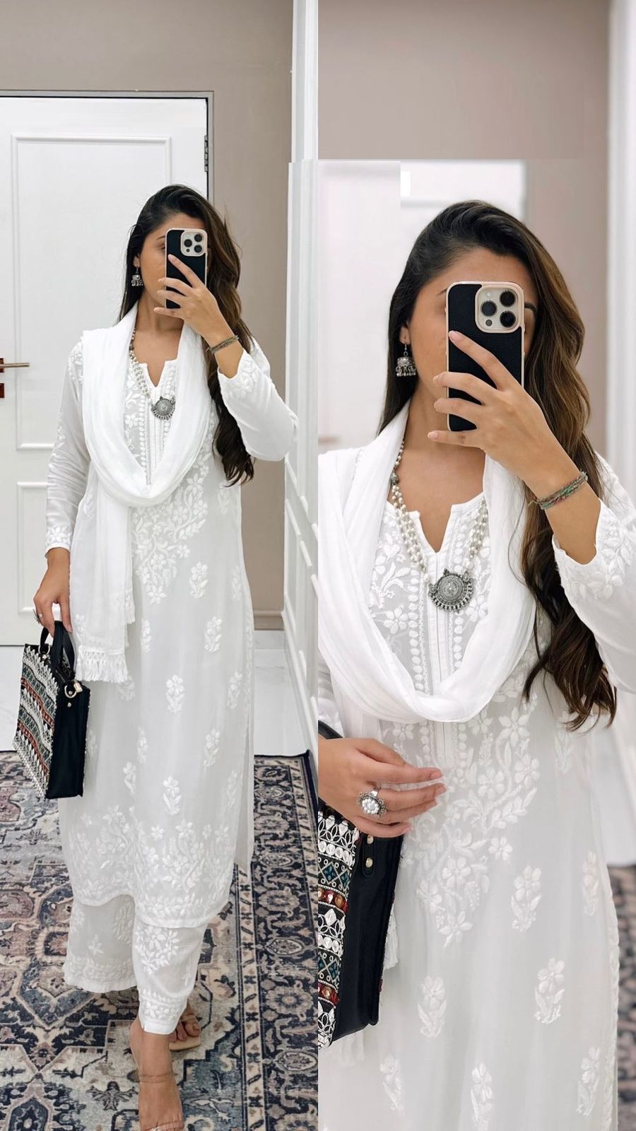 Embroidered Work Top And Work Palazzo With Dupatta