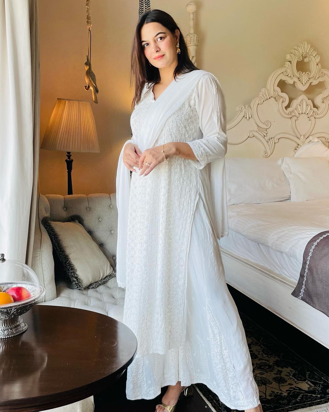 Embroidered Work Top And Work Palazzo With Dupatta
