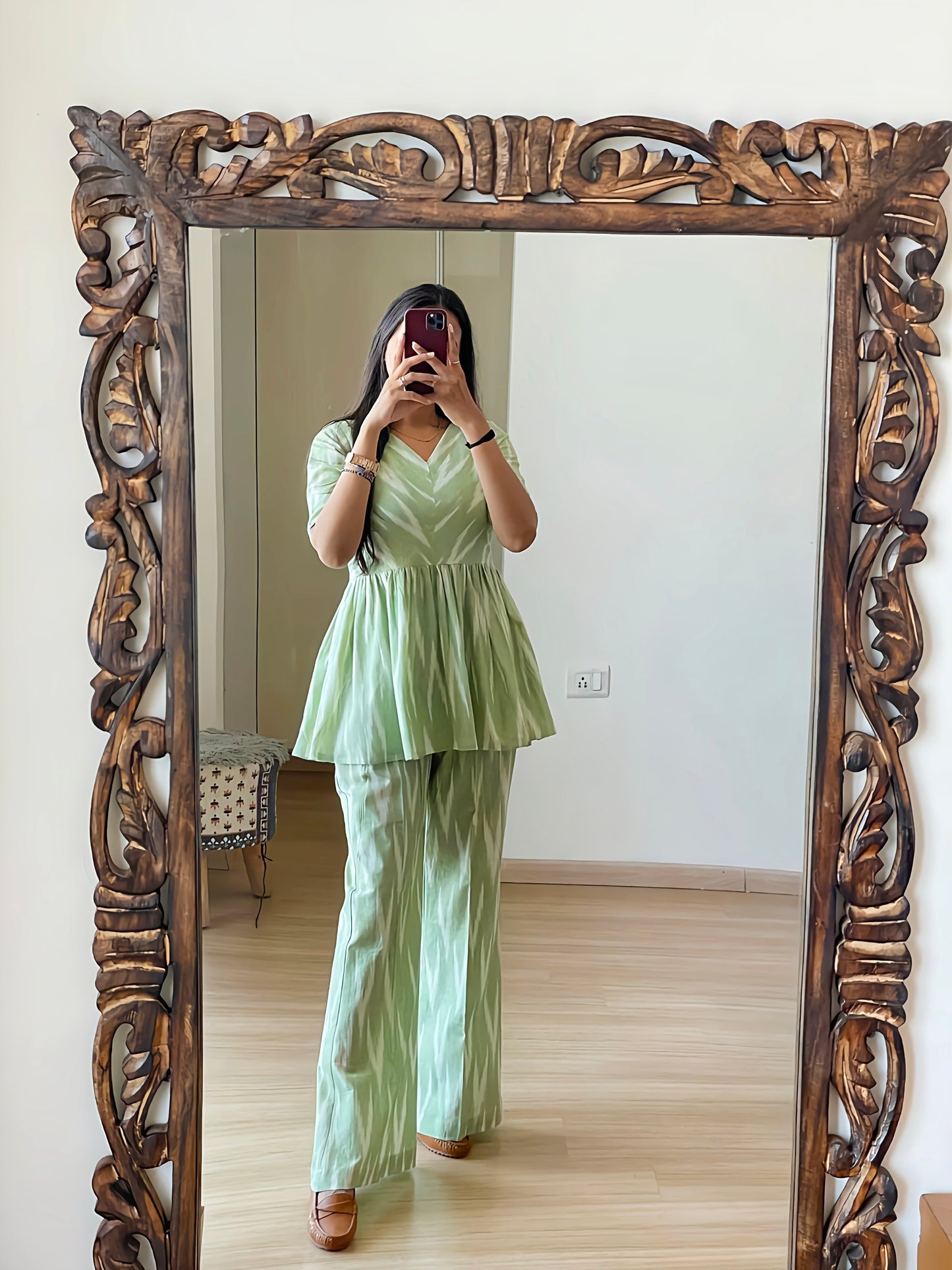 Light Green Designer Printed Co-Ord Set