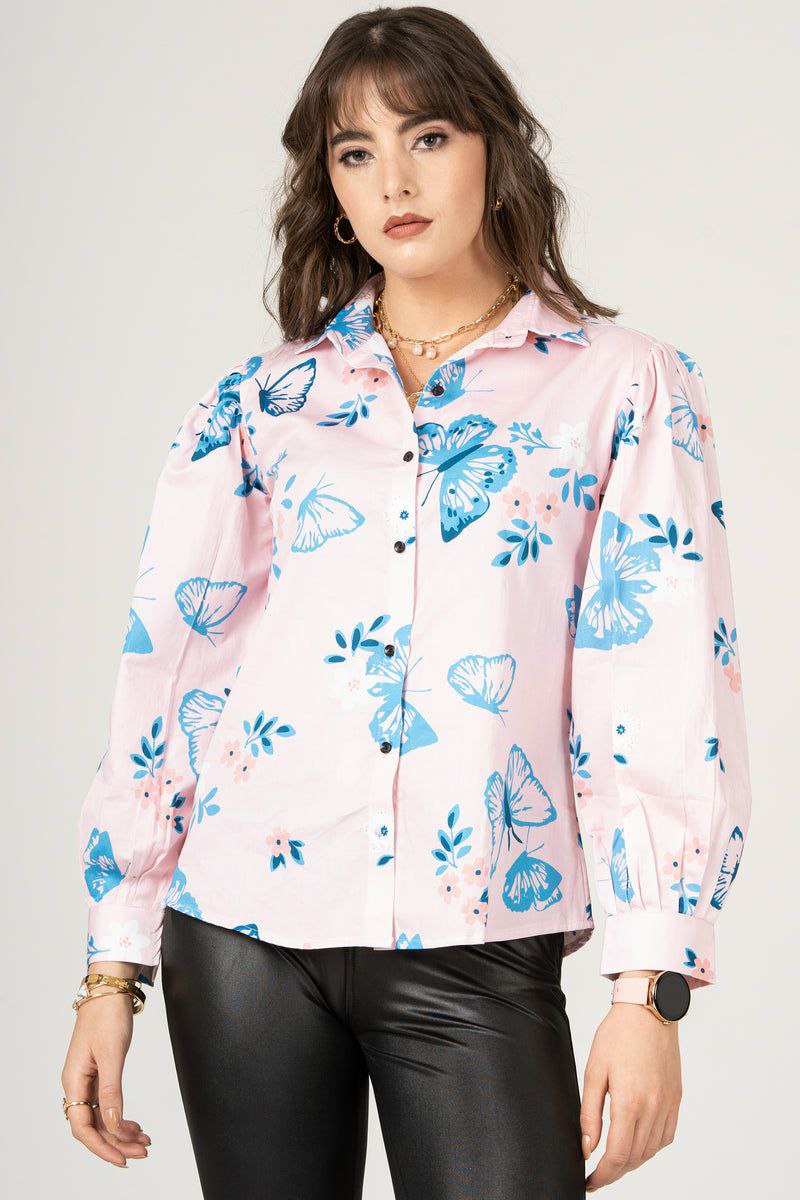 Designer Butterfly Pattern Women Shirt