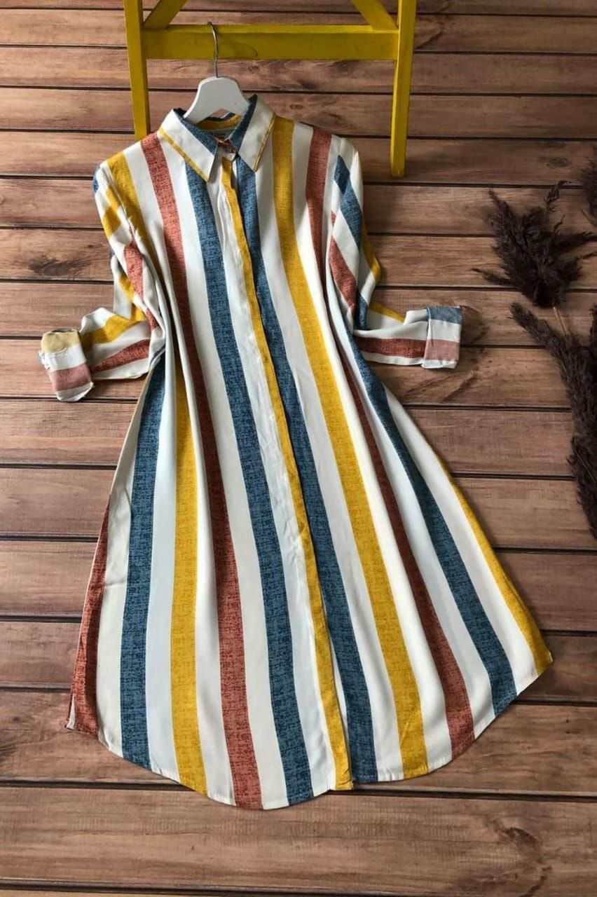 Yellow Coffee Line Round Kurti