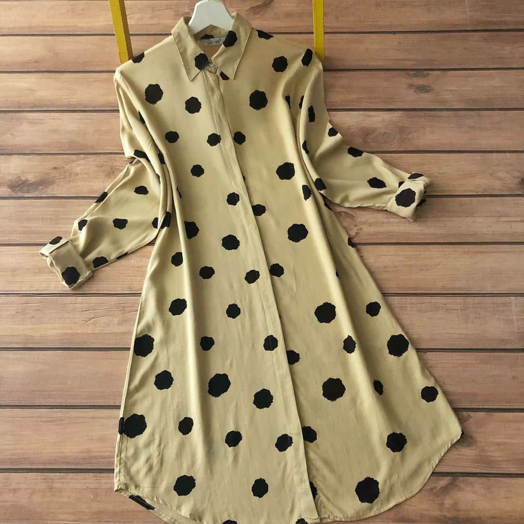 Fancy Crème Black Round Kurti