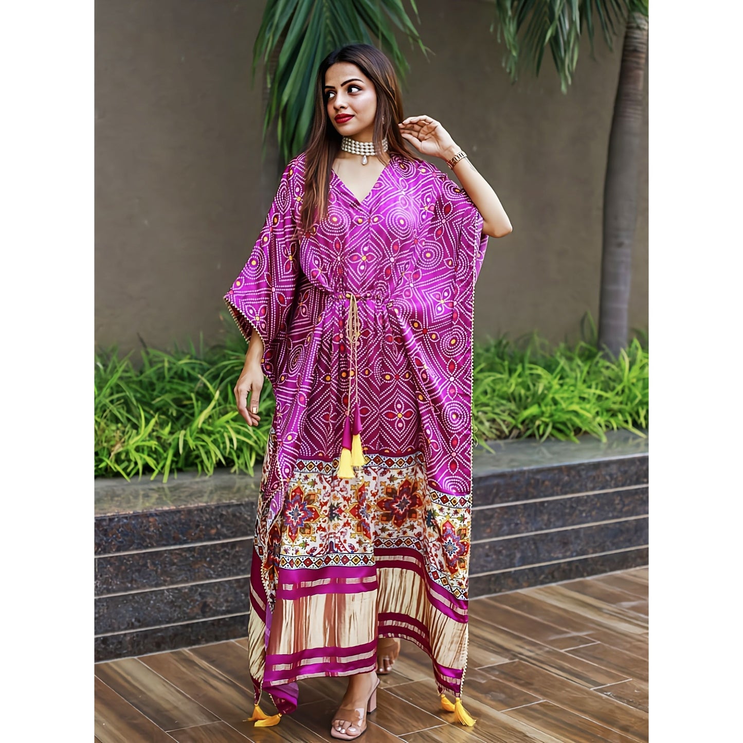Multi Bandhej Kaftan