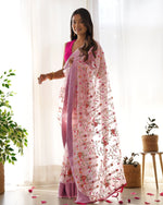 Party Wear Light Pink Colour Organza Silk Saree