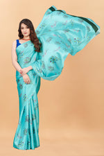 Banarasi Floral Printed  Satin Silk Saree