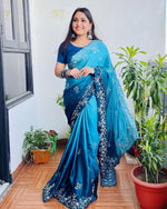 Heavy Rama Colour Japan Satin Saree