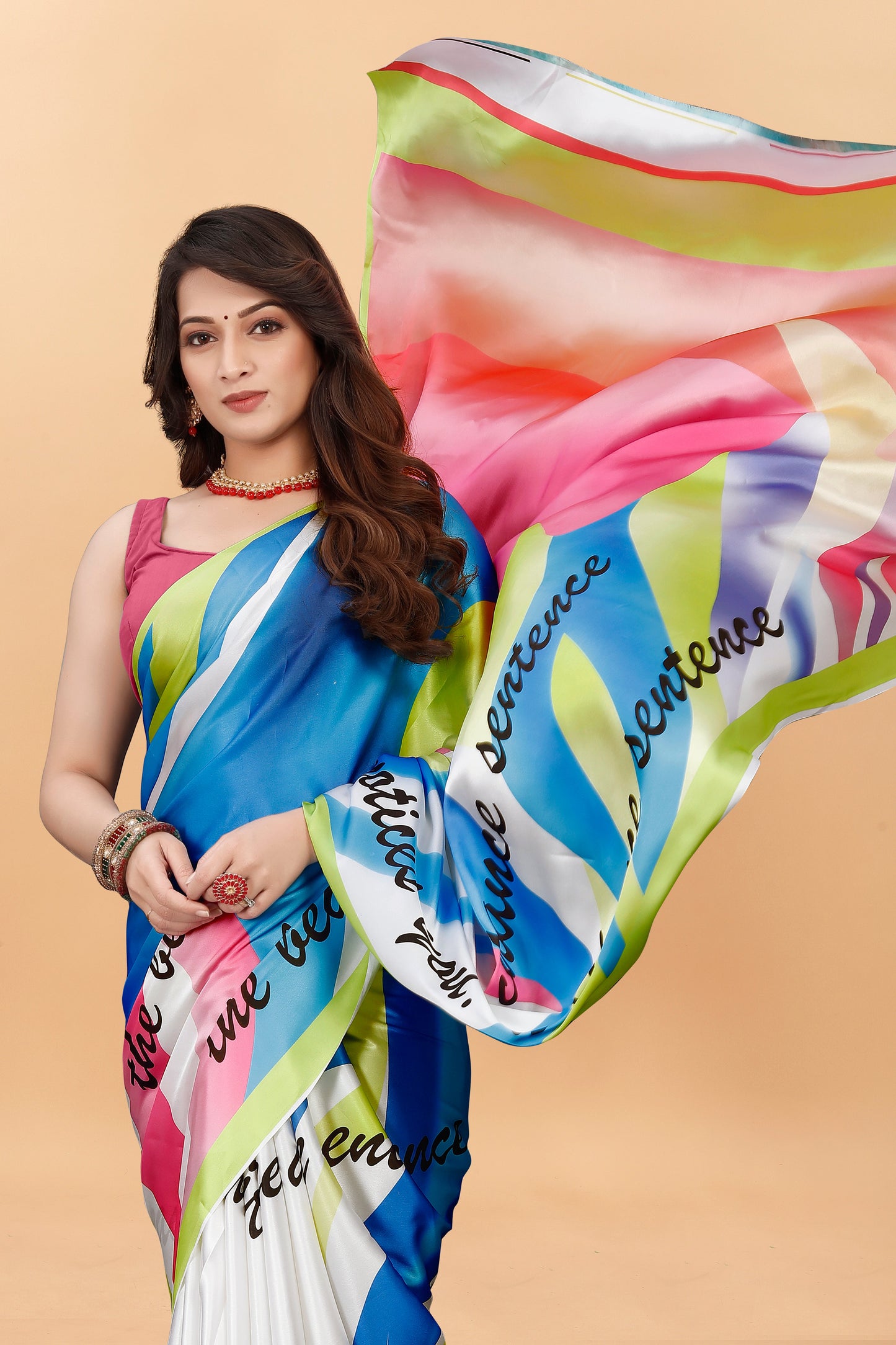 Bollywood Printed Satin Silk Saree