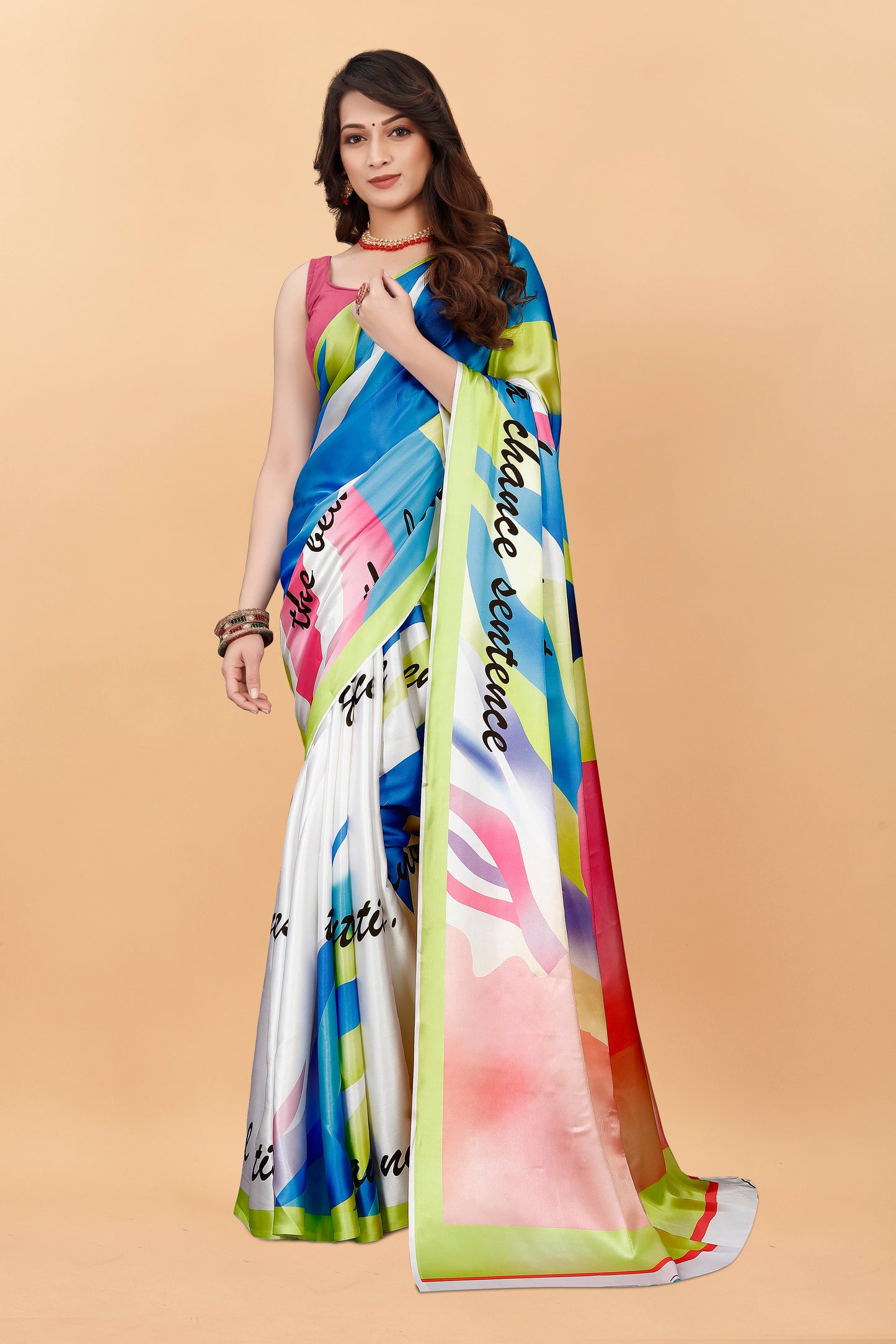 Bollywood Printed Satin Silk Saree