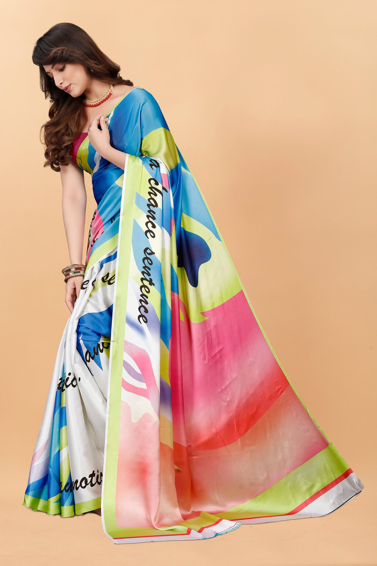 Bollywood Printed Satin Silk Saree