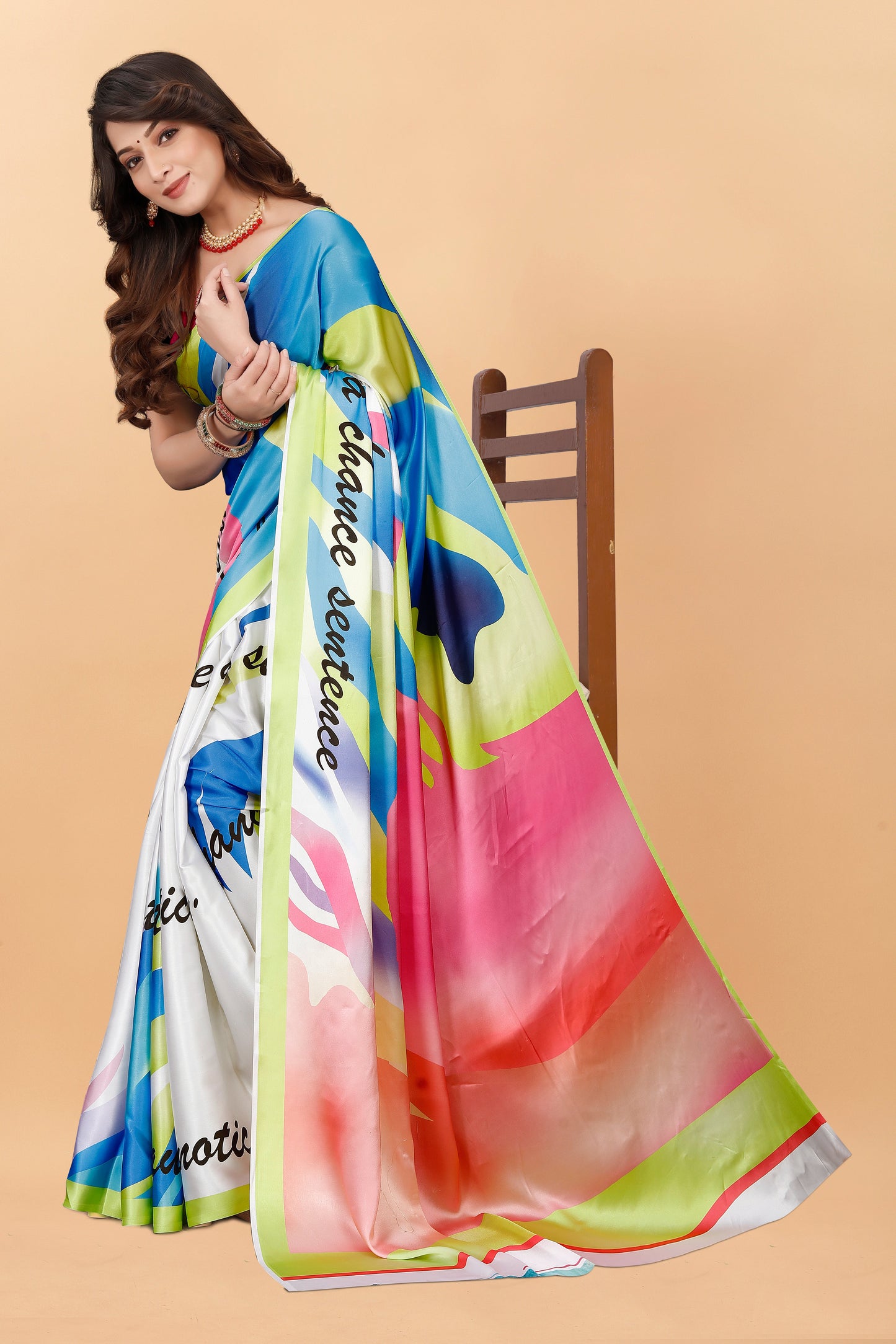 Bollywood Printed Satin Silk Saree