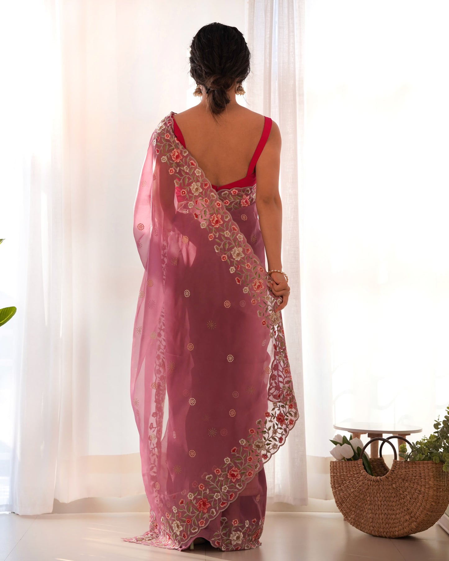 Embroidery Work Border With Fancy Saree