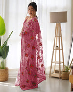 Party-Wear Light Pink Colour Butterfly Net Saree