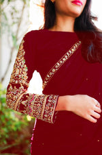 Beautiful Red Velvet Saree