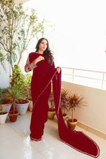 Beautiful Red Velvet Saree