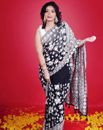 Designer Black and White Lacknowi Saree