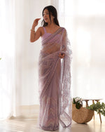 Designer Light Colour Butterfly Net Saree