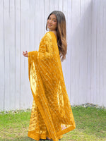 Designer Yellow Colour Butterfly Net Saree