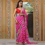 Designer Leheriya Pink Colour Silk Saree