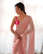 Soft Fancy Light Pink Moti Work Saree