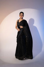 Party-Look Designer Black Rangoli Silk Saree