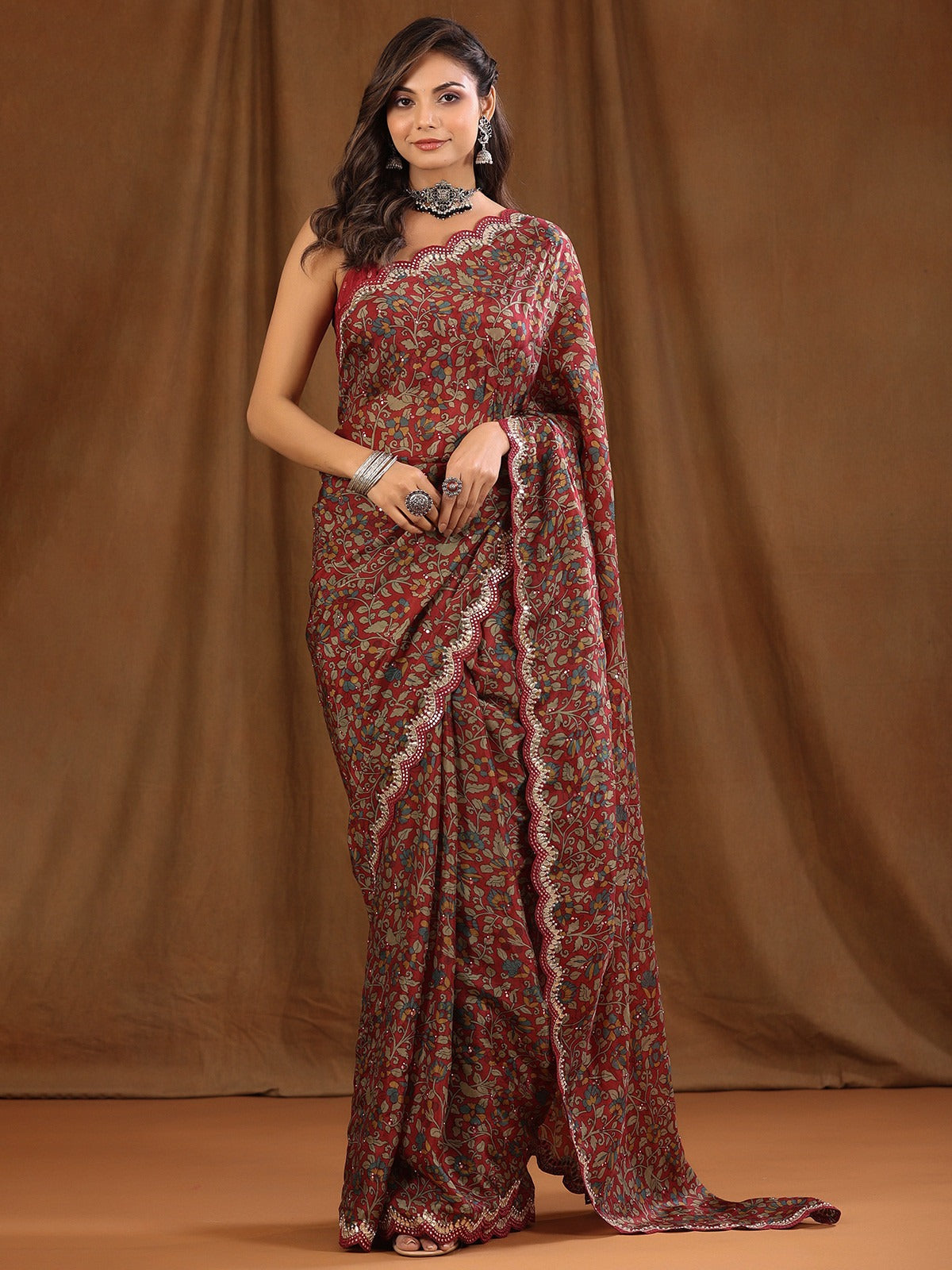 Classic Designer Maroon Silk Saree