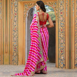 Designer Leheriya Pink Colour Silk Saree