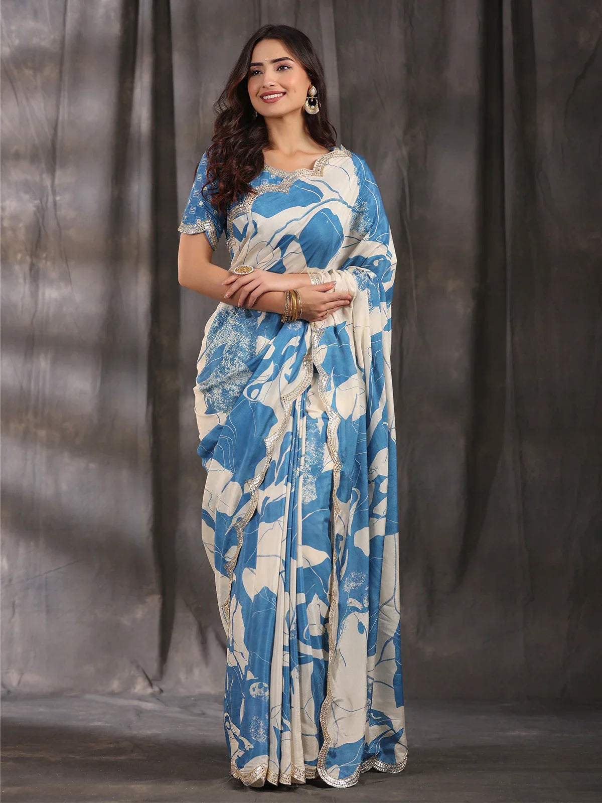 Designer Digital Embroidery Silk Saree