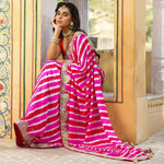 Designer Leheriya Pink Colour Silk Saree