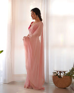 Soft Fancy Light Pink Moti Work Saree