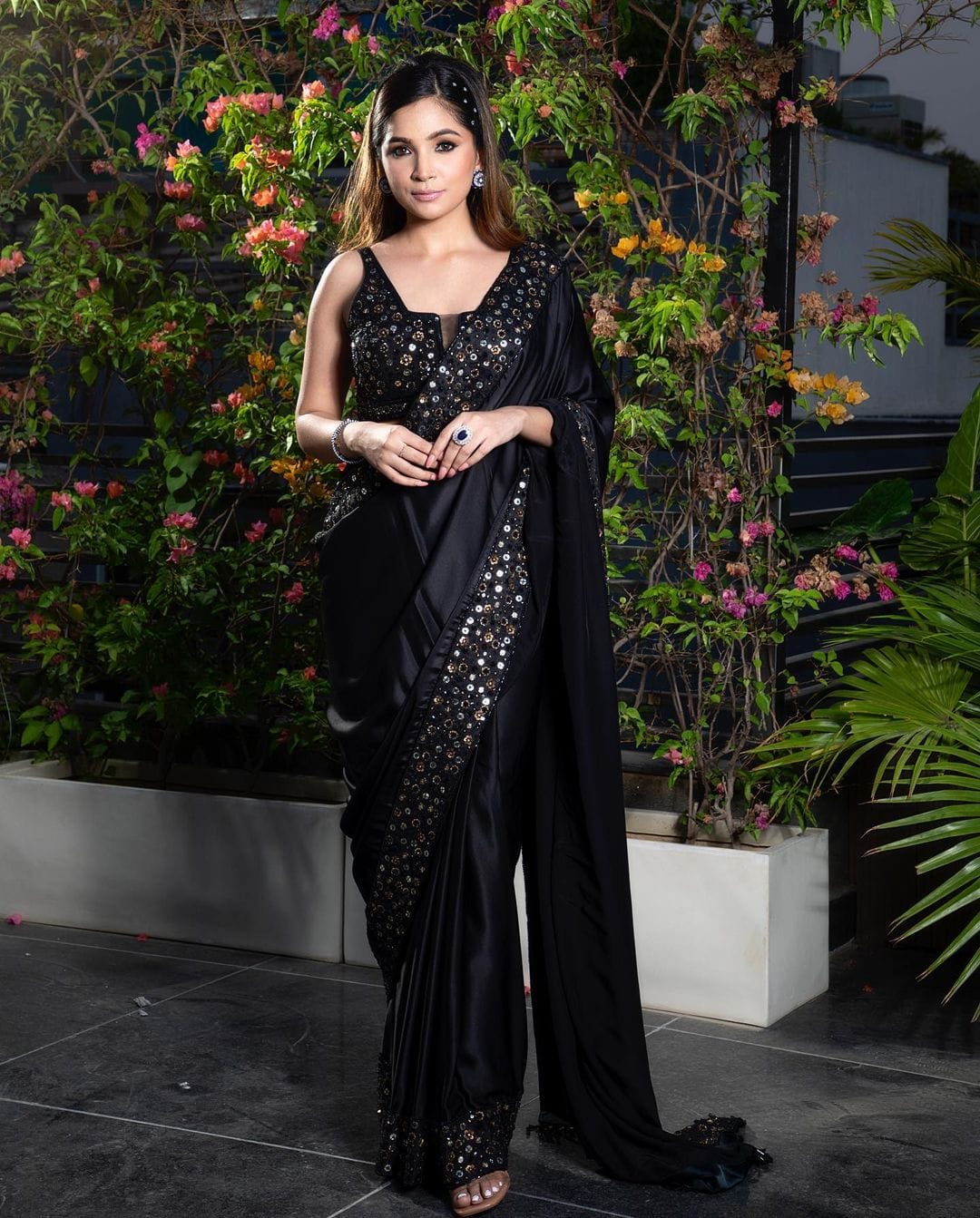 Party-Look Designer Black Rangoli Silk Saree