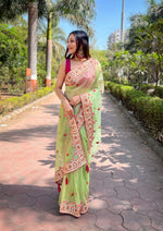 Beautiful Fancy Soft Glossy Silk Multi Colour Saree