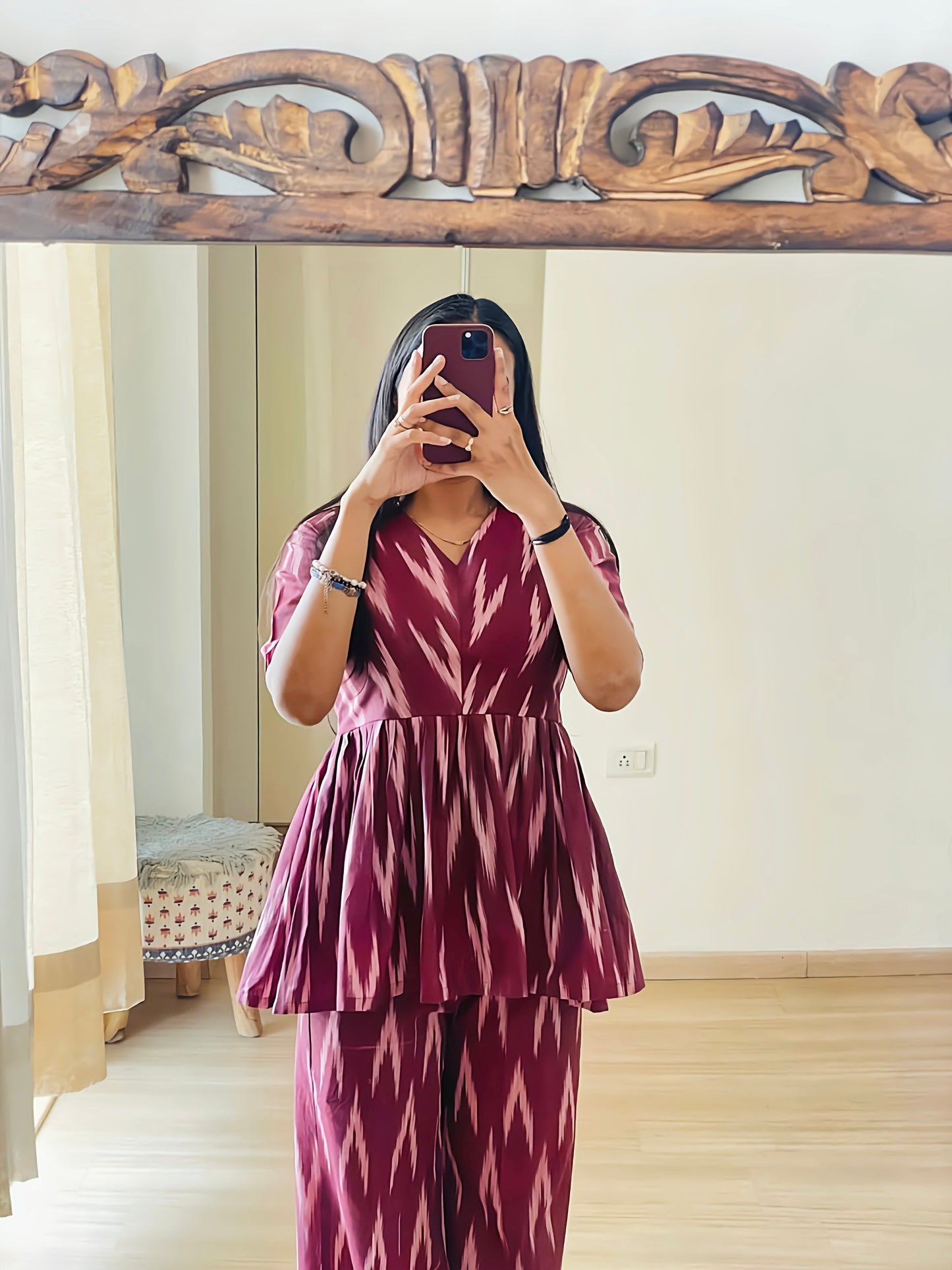 Puple Maxi Ikkat   Co-Ord Set