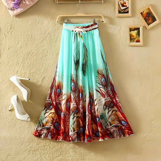 Designer Light Sky Blue With Red Morpankh Skirt