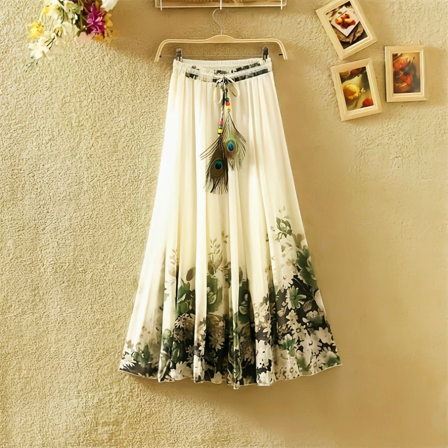 Green Flower Original Morpankh  Long Skirt