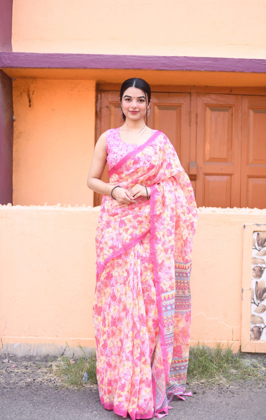 Light Pink Jacquard Saree