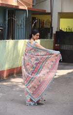 Linen Party Wear Digital Print Saree