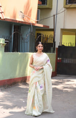 Excusive Cream Colour Linen Saree