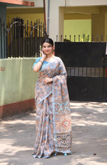 Kalamkari Printed Pure Linen Saree