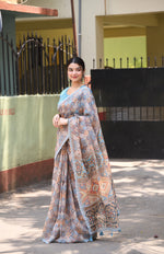 Kalamkari Printed Pure Linen Saree