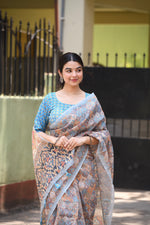 Kalamkari Printed Pure Linen Saree