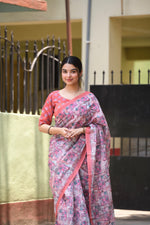 Classic Light Purple Color Linen Silk Saree