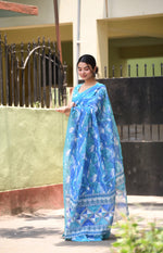 Royal Blue Colour Linen Beautiful Saree