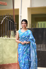 Royal Blue Colour Linen Beautiful Saree