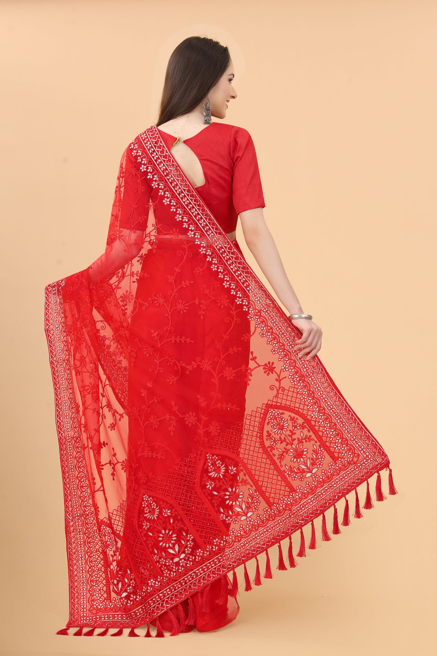 Aari Work Heavy Butterfly Net Saree