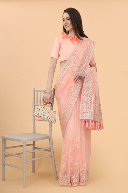 Aari Work Heavy Butterfly Net Saree